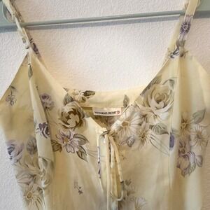 Vintage Victoria's Secret yellow/purple button up mini dress w/waist sash sz M